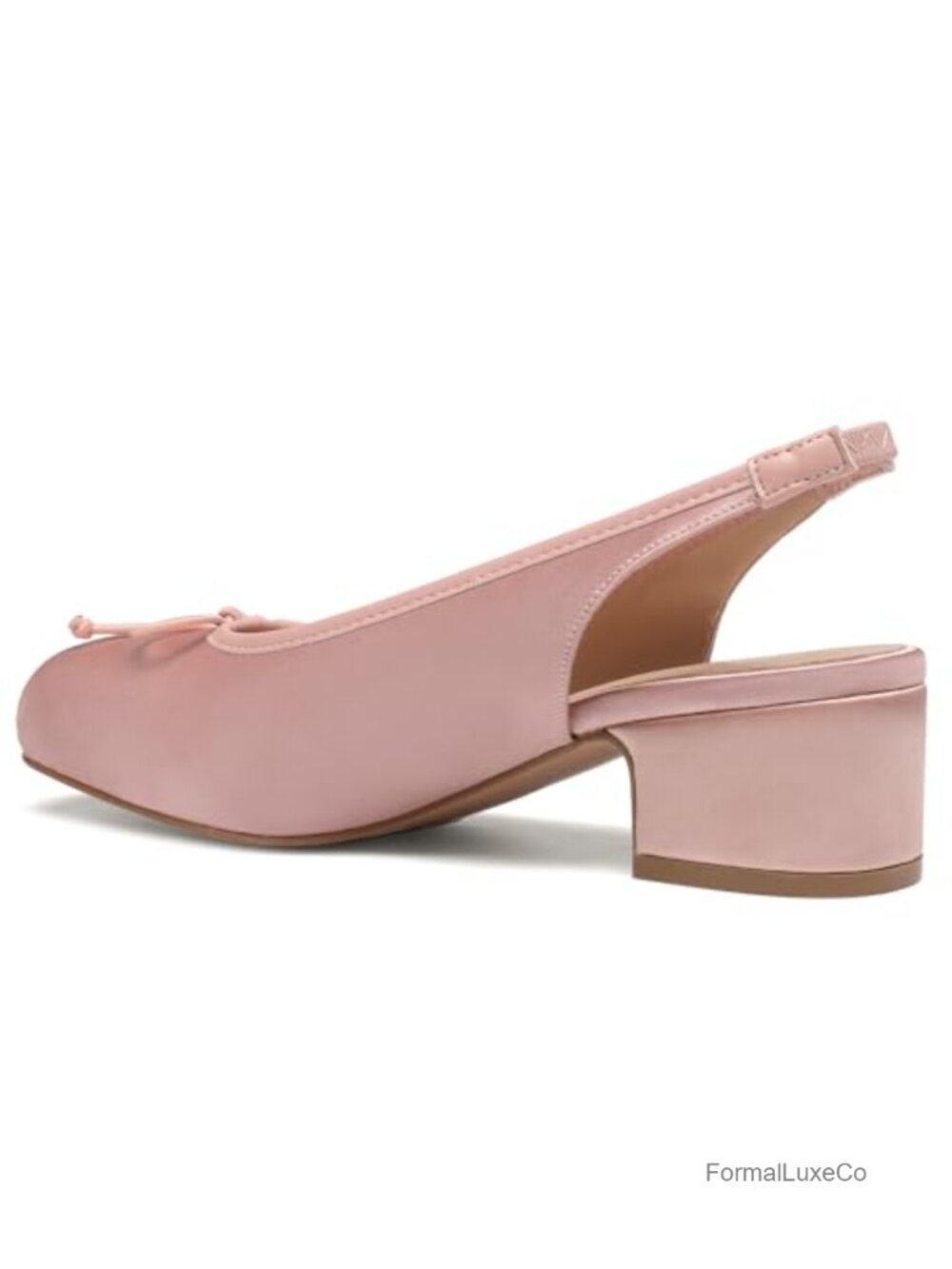 Cute Bow Square Toe Low Chunky Heel Slingback Mary Jane Pumps Elastic Strap - Picture 5 of 6